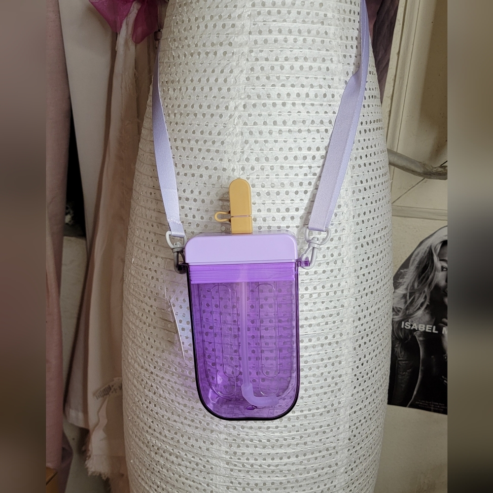 NWT Purple/violet Popsicle Canteen W/straw And Strap